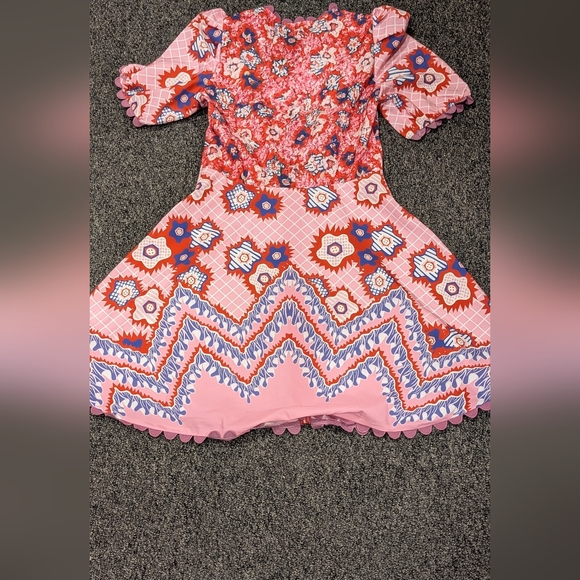 Sunday Up Zip Up Pink Red Blue Floral Boho Knee Length Mini Dress Small NWOT - Picture 7 of 7